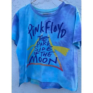 PINK FLOYD Womens Short Sleeve Topknot Classic Tie Dye T Shirt Blue Sz XXL WT07